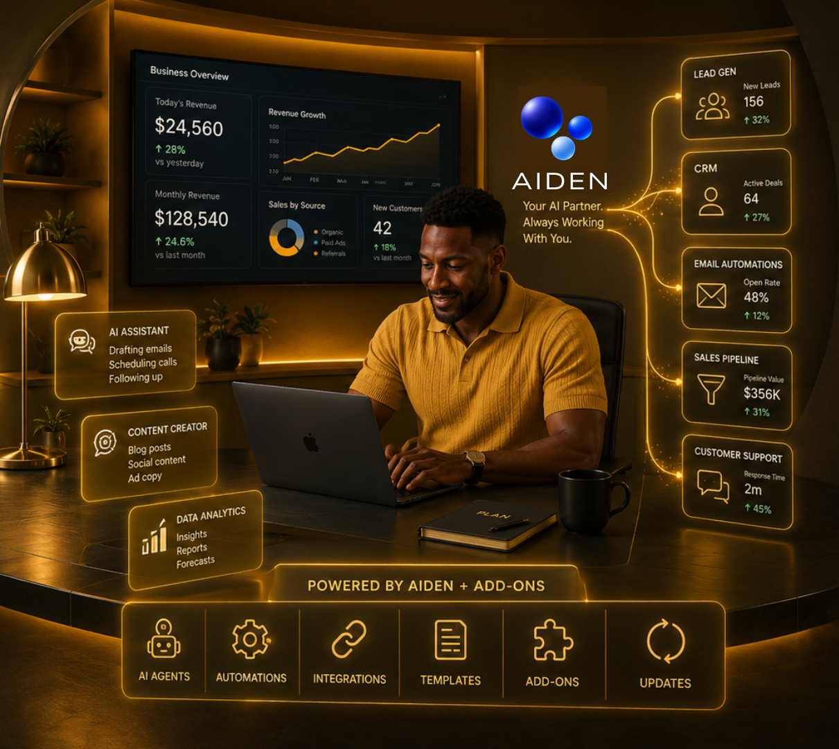RUN IT — AIDEN plus add-ons for a business that keeps growing